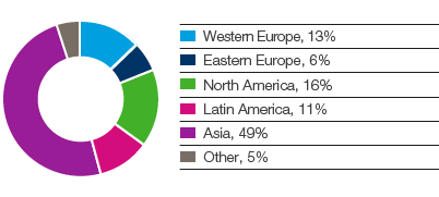 Personal Care &ndash; Feminine care &ndash; global market (pie chart)