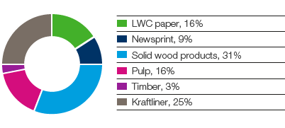 Forest Products – SCA’s sales by product segment (pie chart)